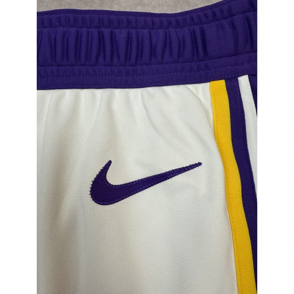 Los Angeles Lakers Shorts Men 48R 3XL White Purple NBA Basketball Nike VaporKnit